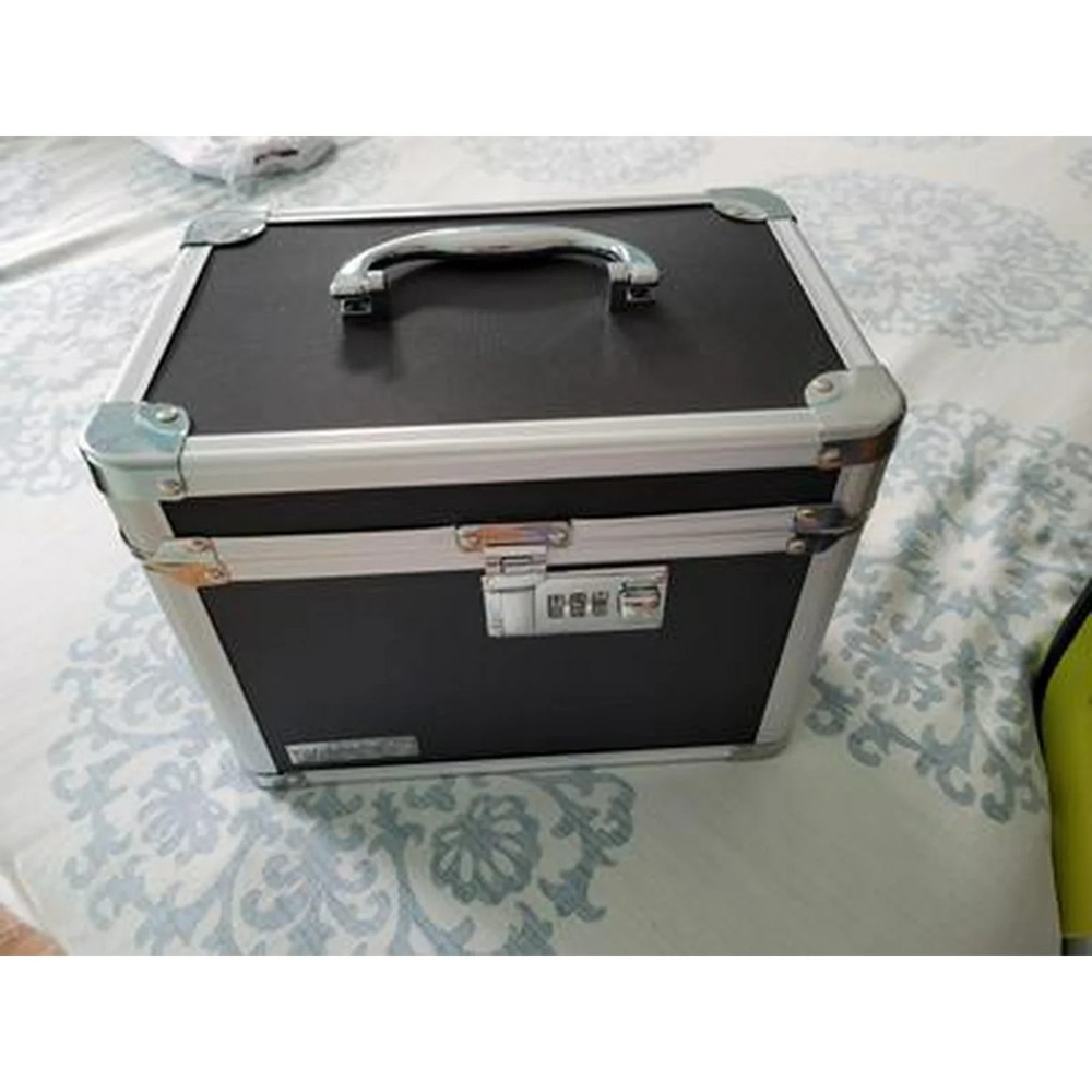 (2 pack) Vaultz Combo Lock Storage Box, Black, Medium Density Fiberboard