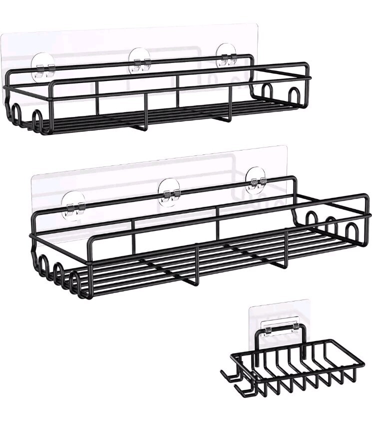 Moforoco Shower Caddy Basket Shelves, Black