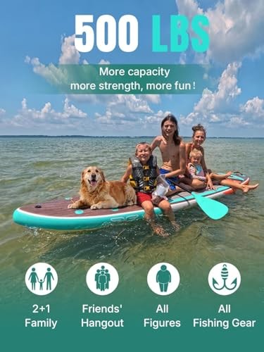 (Extra Large) Inflatable Paddle Board, SUP for Teak Zephyr with Balanced Fin