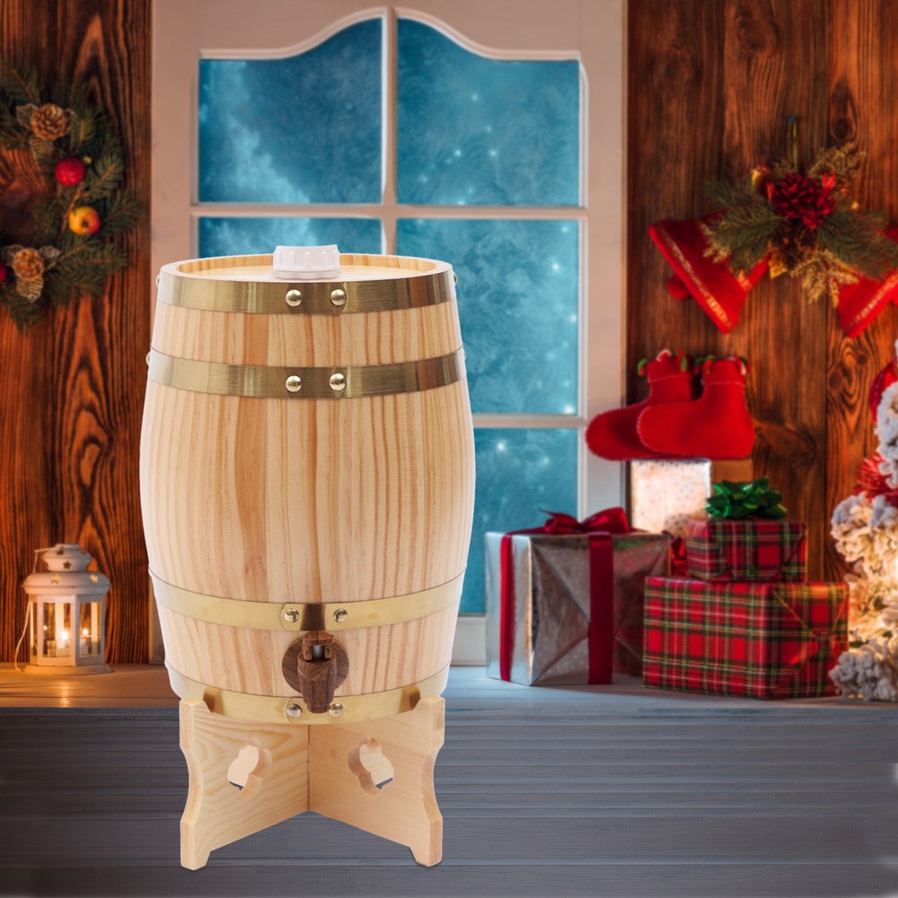 Wooden Wine Barrel 5L Vertical Pine Decorative for Home Kitchen Bar Display