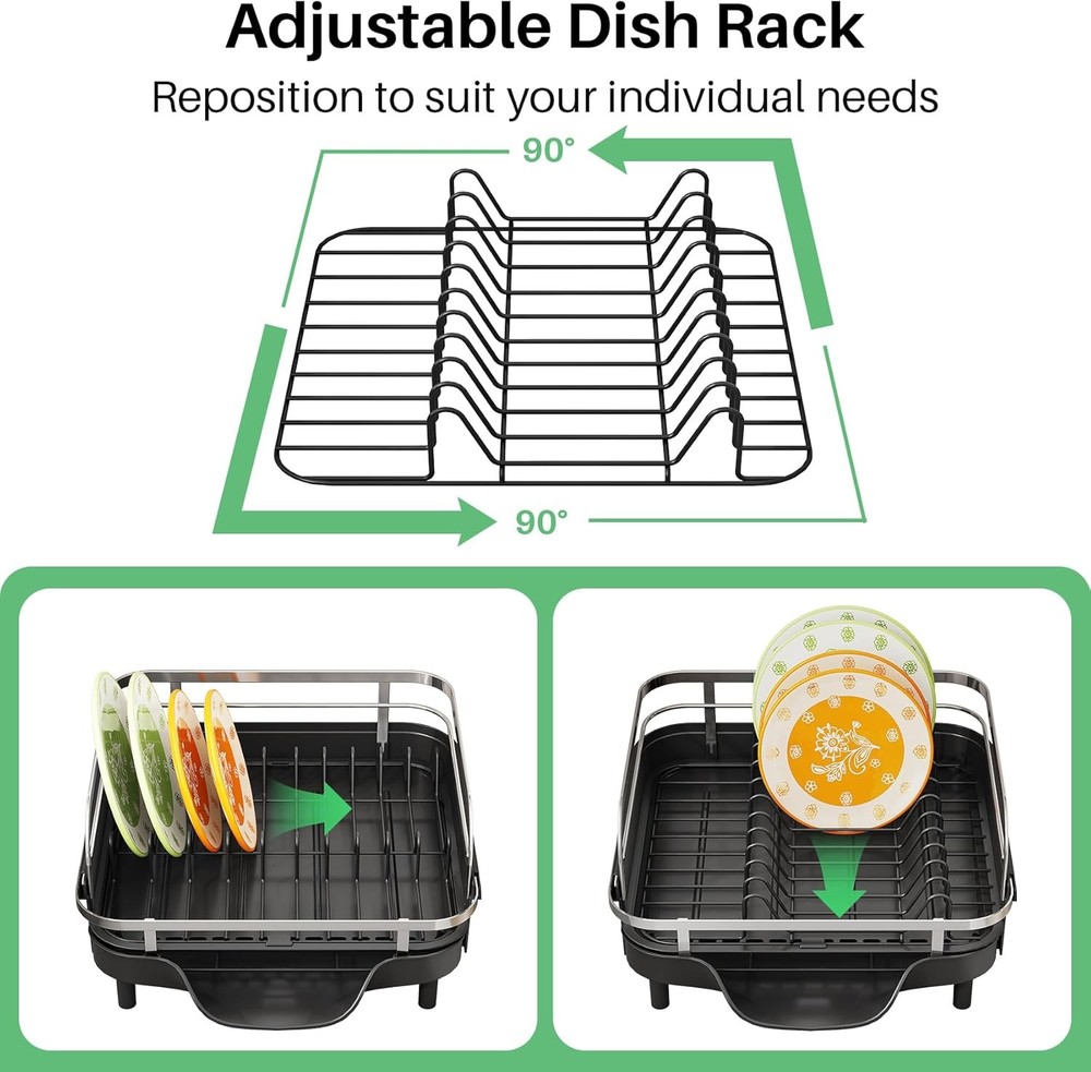 Dish Drying Rack Expandable Dish Rack Kitchen Counter Rust-Resistant Dish