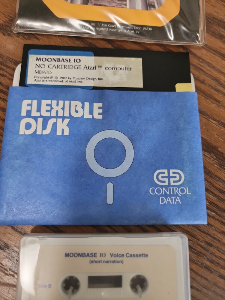 Vintage Atari CASSETTE & DISK Game MOONBASE 10 1981 Program Design Inc.