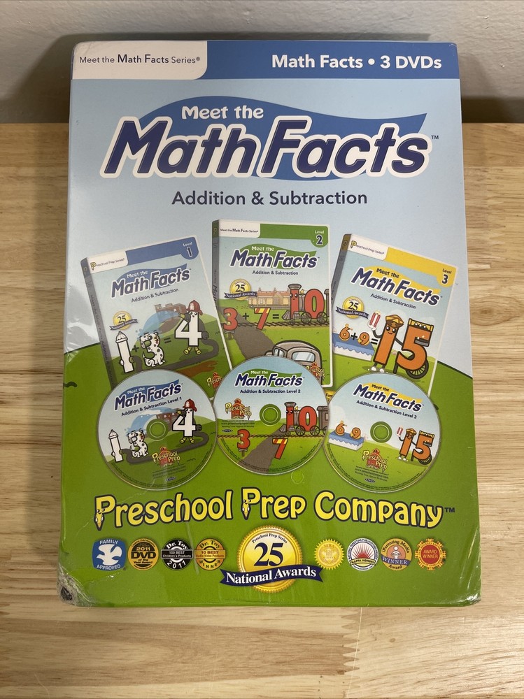 Meet The Math Facts Addition & Subtraction 3 DVD Set NIB