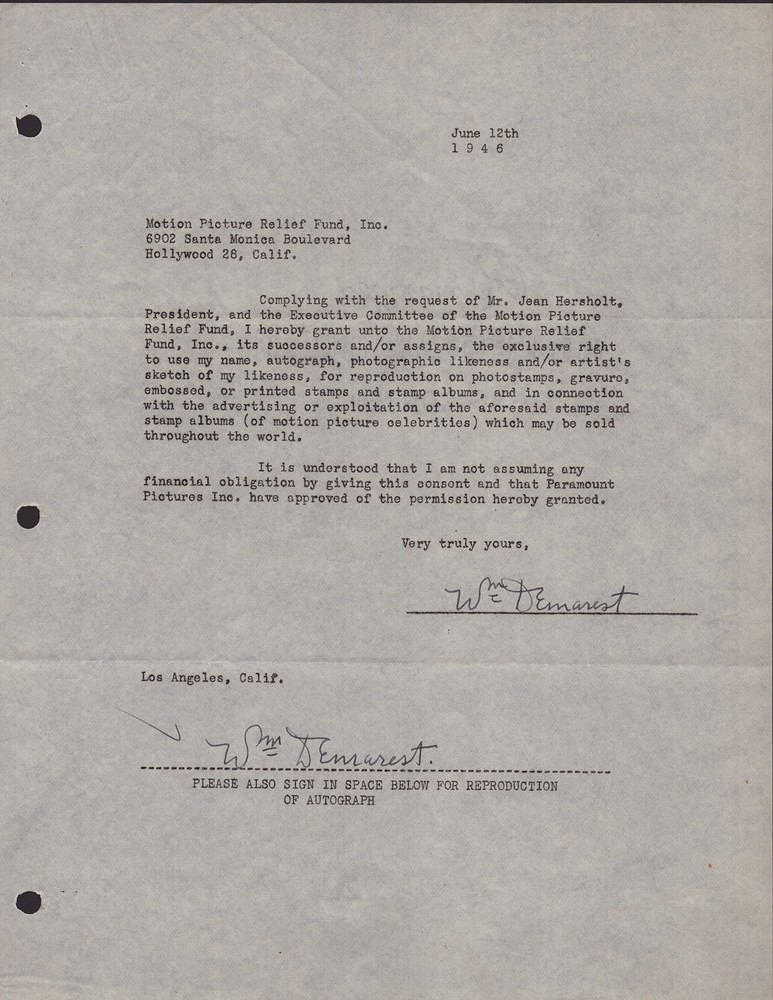 WILLIAM DEMAREST - DOCUMENT DOUBLE SIGNED 06/12/1946