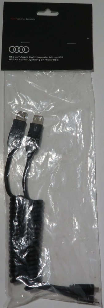 Genuine AUDI USB Cables - Apple Lightning & Micro-USB - OEM - NEW SEALED