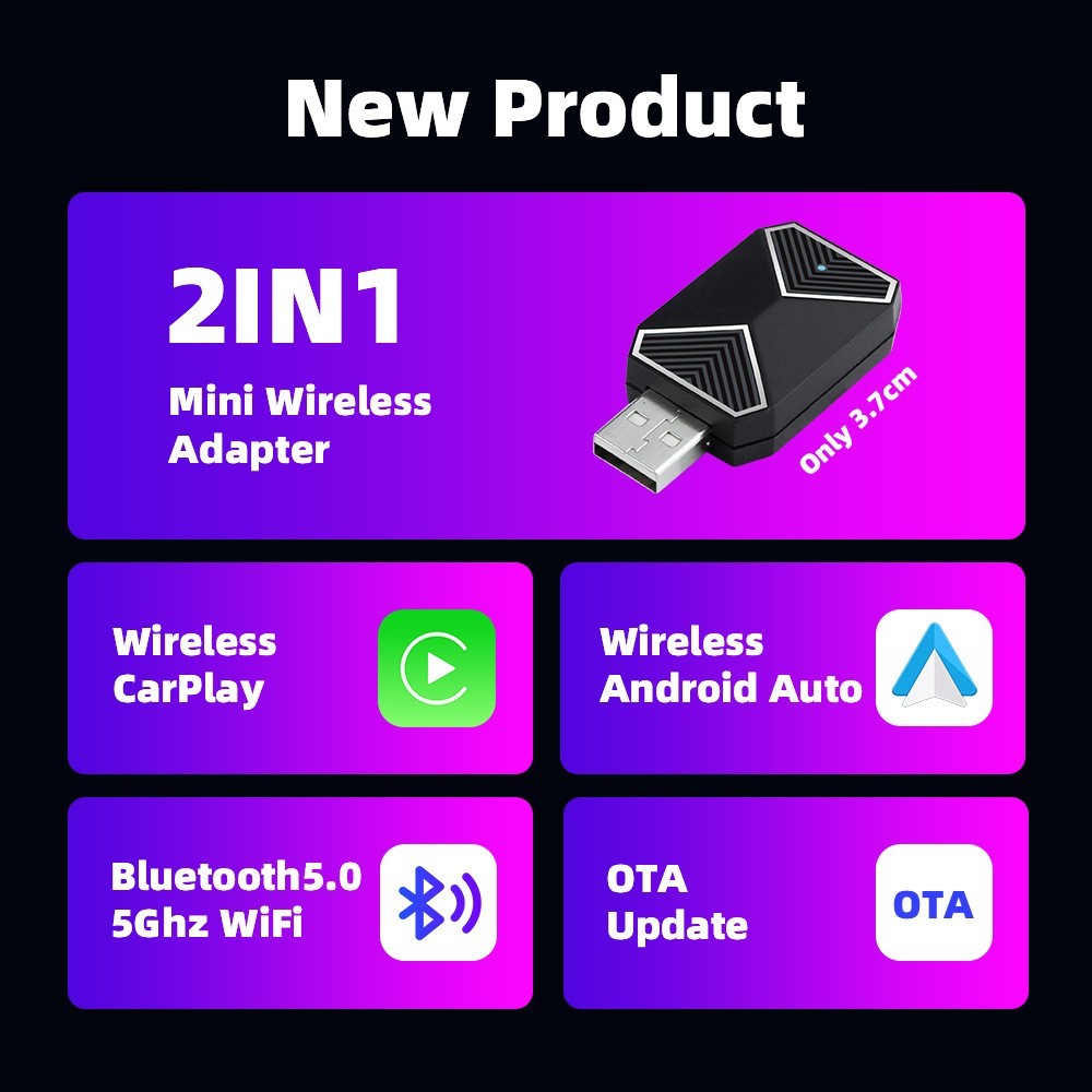 Mini Wireless CarPlay Adapter For Android Auto &Apple USB Car Dongle Connect Box