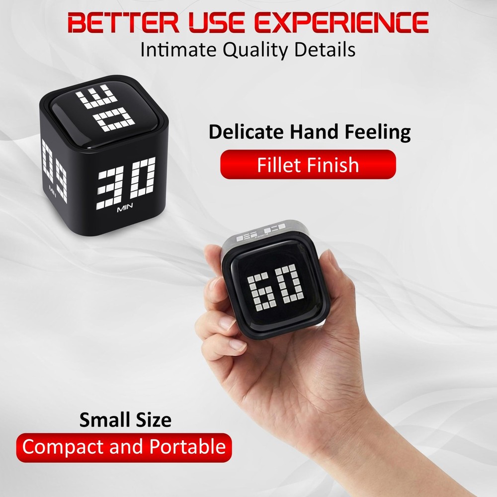 Digital Pomodoro Timer Cube, Rechargeable TypeC Productivity Countdown Clock ...