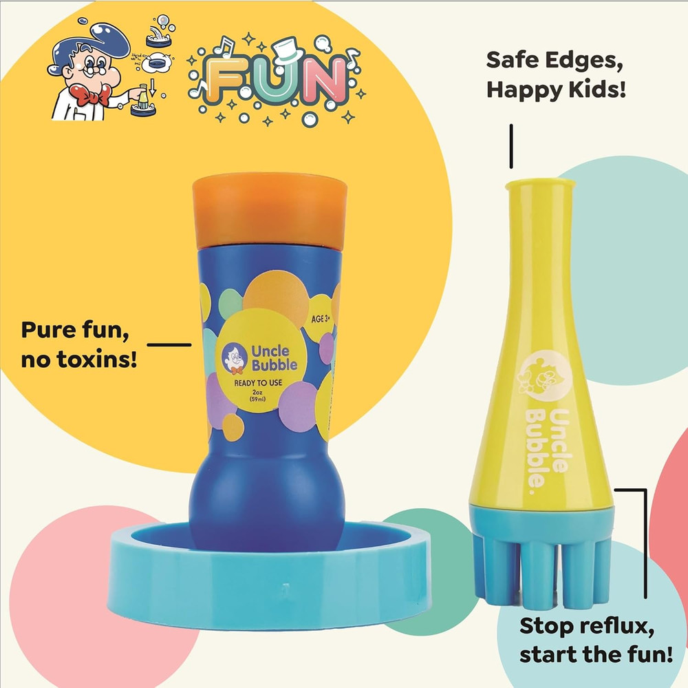 Uncle Bubble Mini Bubble Blower - Non Toxic Plastic Confetti Bubbler