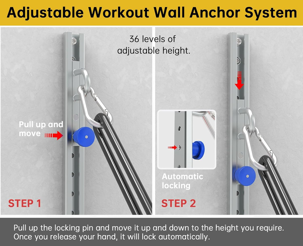 Wall-Mounted Anchor Fitness System - Adjustable, Multi-Functional, Space Saving