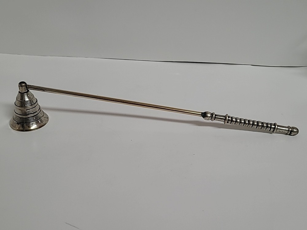 Vintage Silver Plated/ Silver Candle Snuffer Natural Material Handle