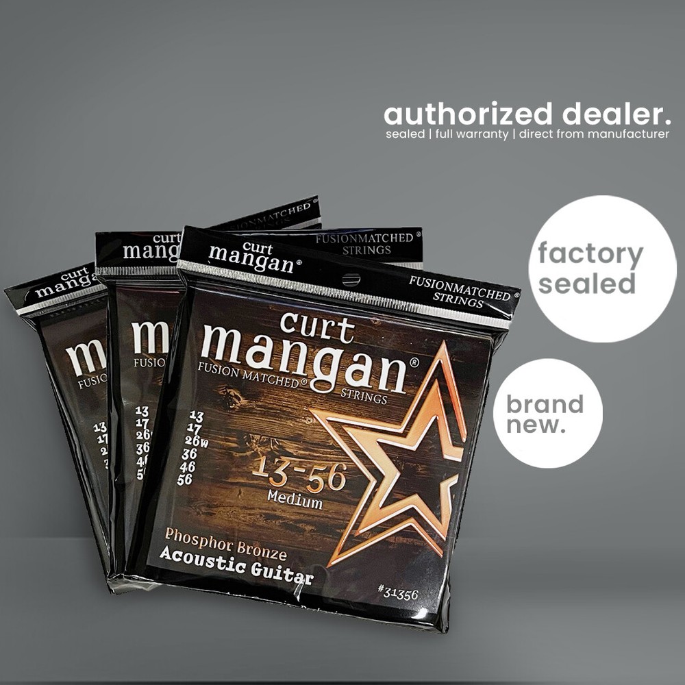(3 Pack) Curt Mangan Phosphor Bronze Medium Acoustic Guitar Strings (13-56)
