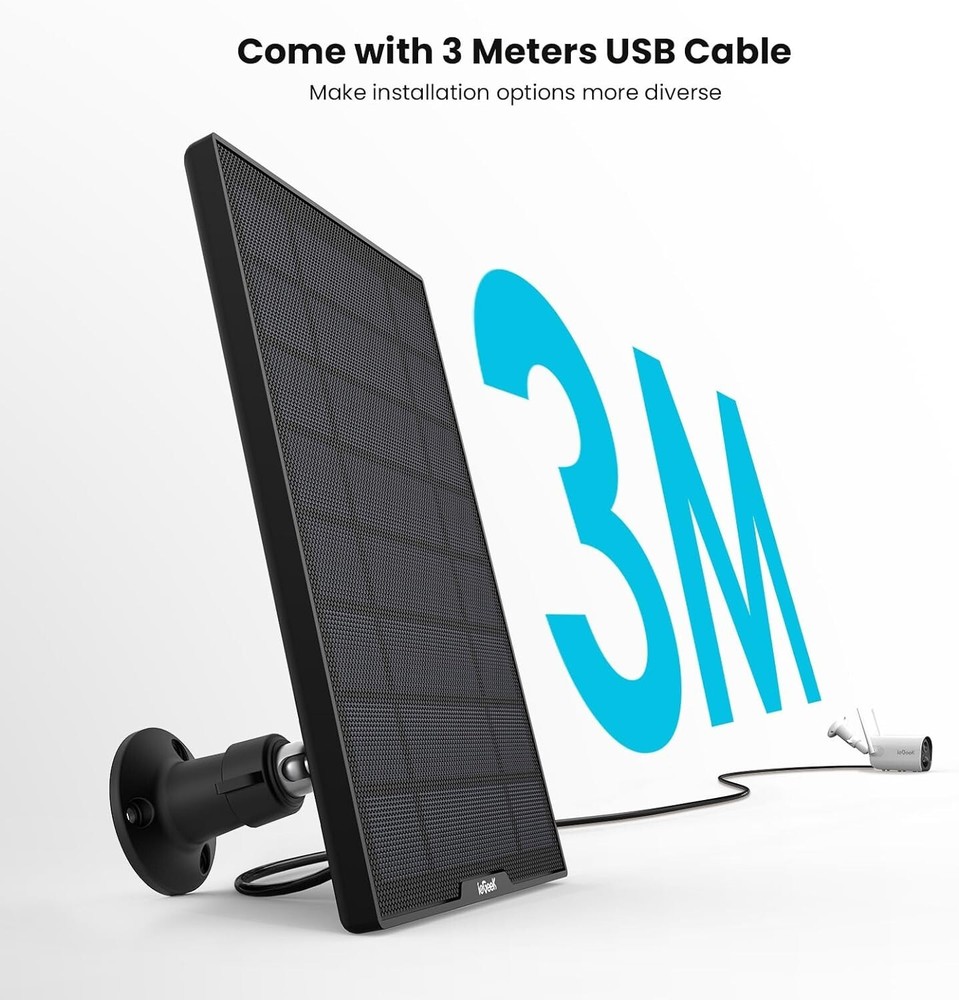 ieGeek Type-C Solar Panel for Outdoor Security Camera Home Battery CCTV System