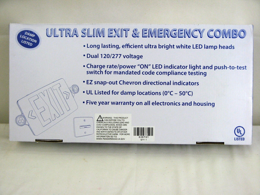 Red LED Exit Signs Emergency Light Combo with Battery Backup & Instructions