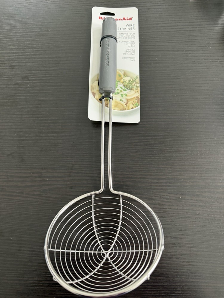 KitchenAid Gray Wire Strainer-Comfortable Soft-Grip Handle & Dishwasher Safe-New