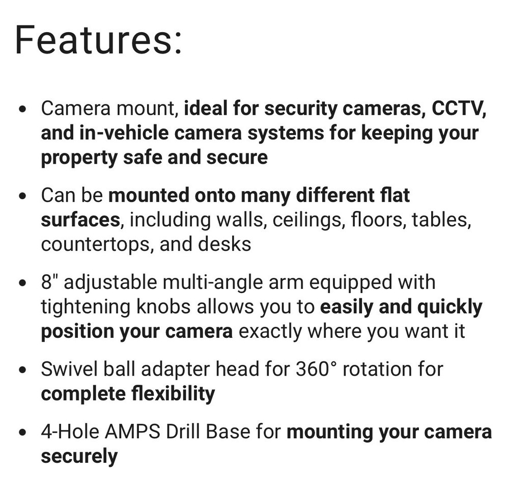 Camera Wall Mounts - Articulating - Adjustable - Security Cams - Trail Cams