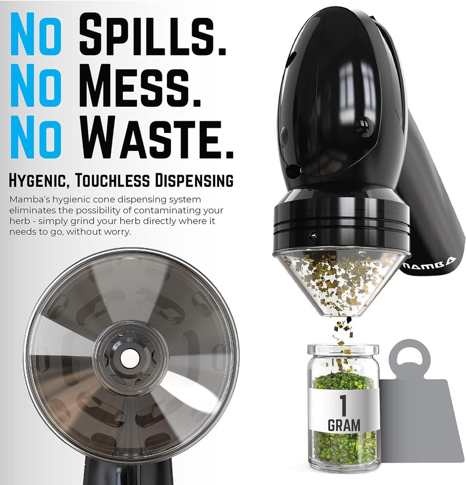 1g Original Black Electric Portable Herb Grinder- USB Powered Essential Kitchen