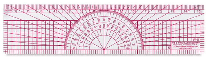 6" W-5 PROTRACTOR RULER 180 DEGREE WITH 8THS ART DRAWING DRAFTING ENGINEERING