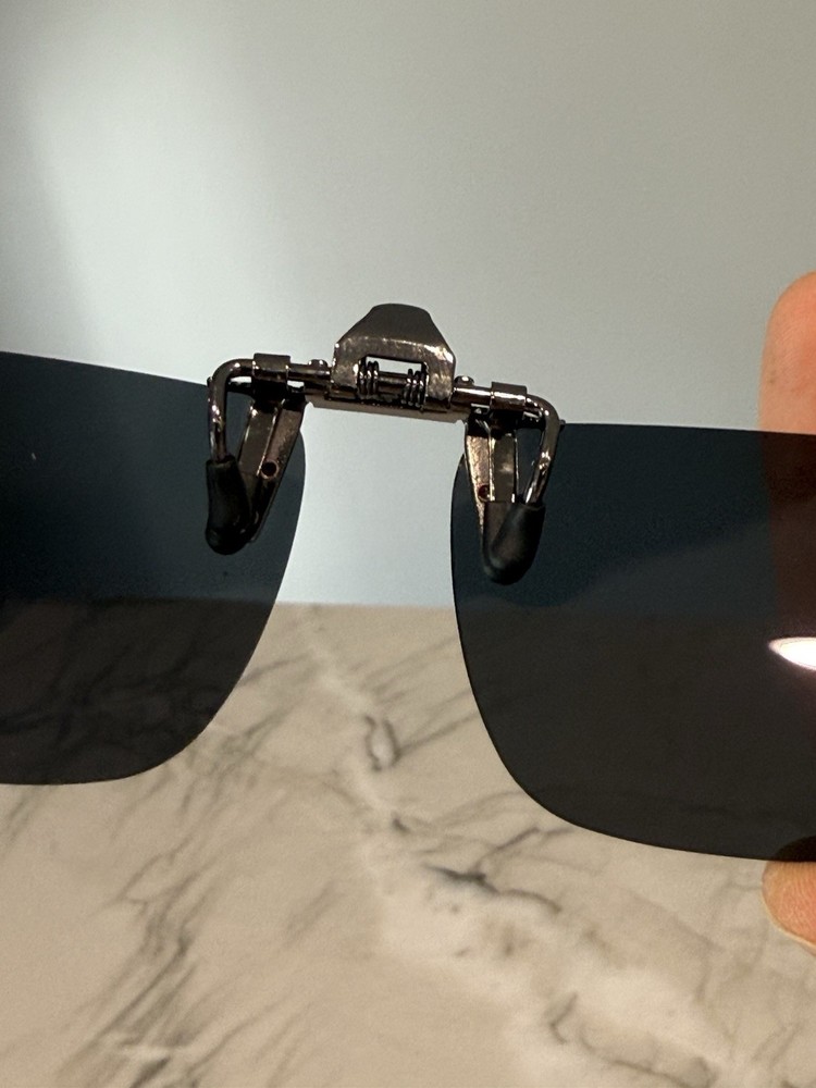 Clip On Sunglasses CEETOL Rectangular Gray Lens Metal frame Polarized Lenses