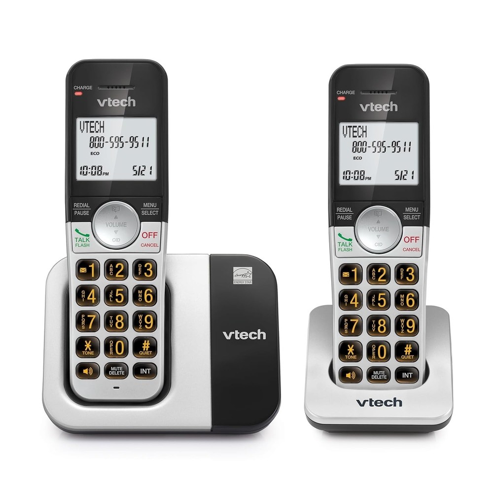 Simple Setup Cordless Phone, Big Buttons, 2 Handsets
