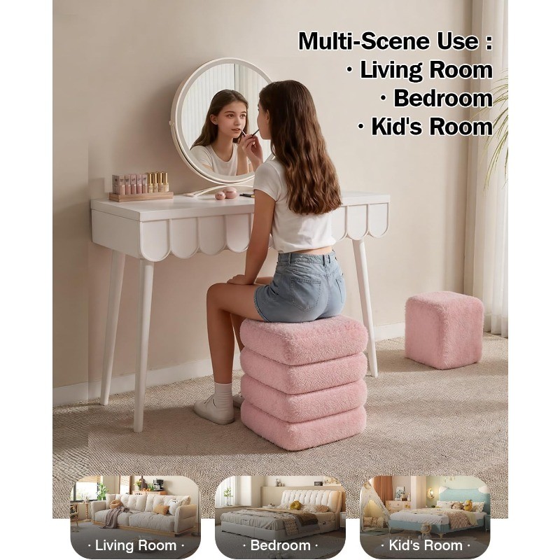 2-Piece Heavy-Duty Nesting Storage Ottoman Set, 440LBS Capacity Square