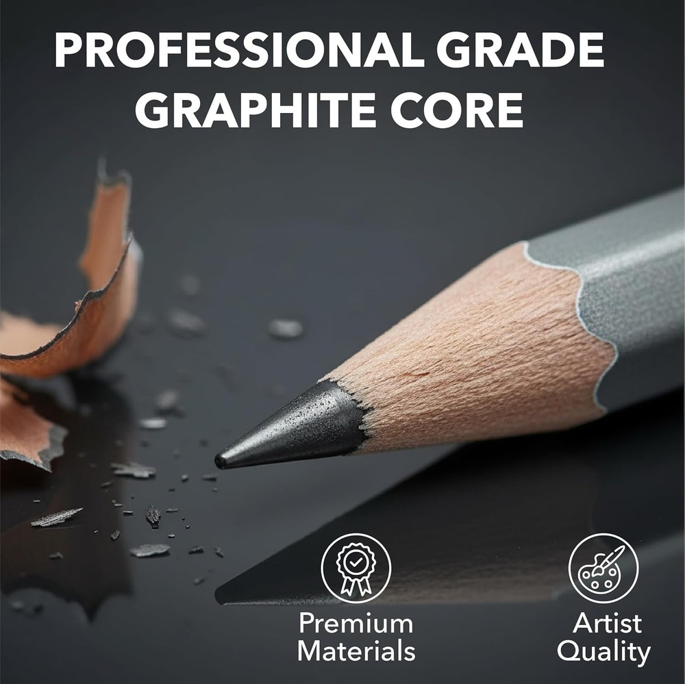 Durable 14-Count Graphite Sketch Pencils with Comfortable Grip & Medium Point