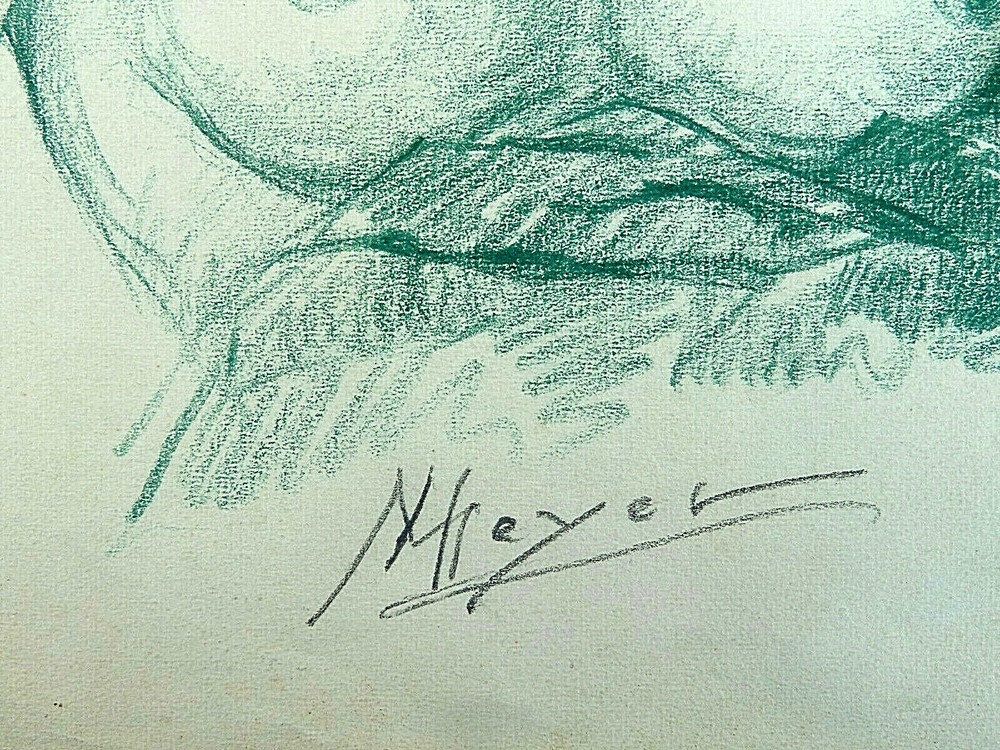 Original pencil drawing - nude representation, unique, signed H. Meyer