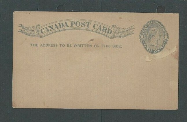 Ca 1887 Canada One Cent Pale Blue Mint Has Stains