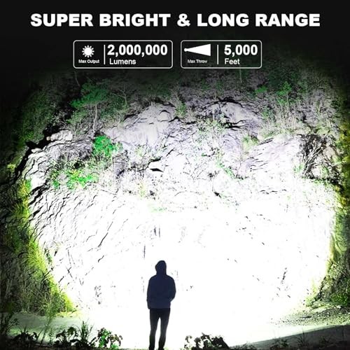 Rechargeable Spotlight, Super Bright 2,000,000 Lumens Led Flashlight Handheld