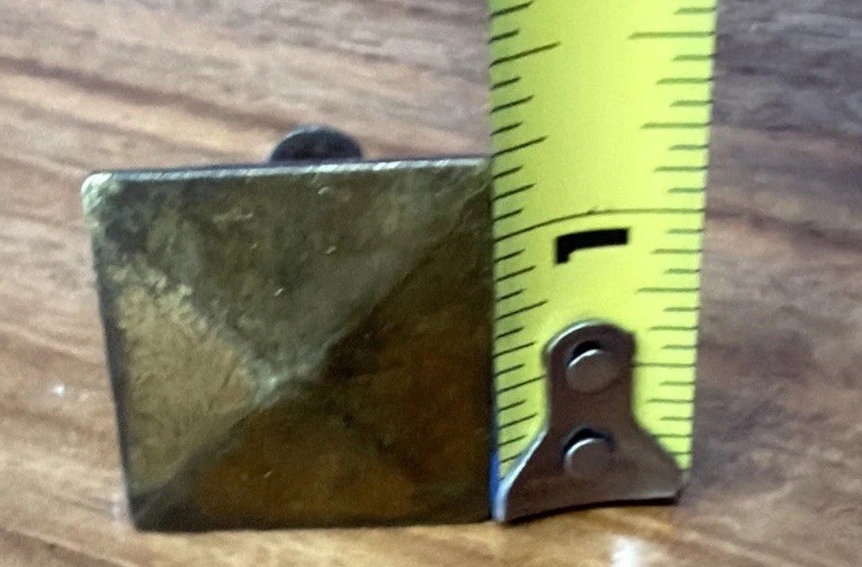 Antique/Vtg Solid Brass Mission Style Drawer Pull Square W Raised Bevel Pointed