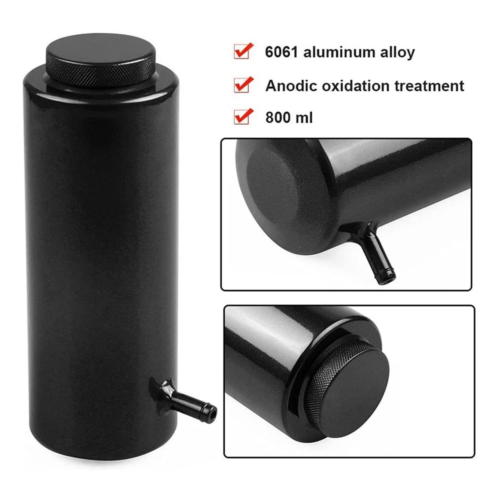 RYANSTAR Universal Car Radiator Coolant Tank 800ml Upgrade Black, black
