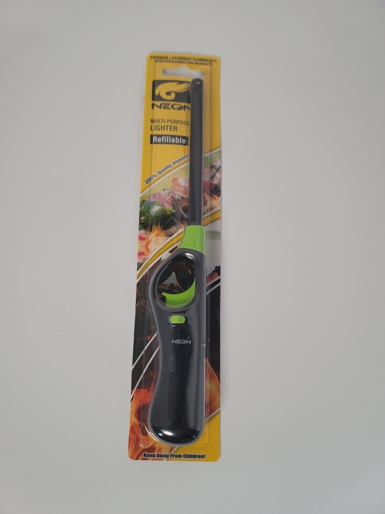 NEON Multi-Purpose Refillable Plastic Lighter Black Green