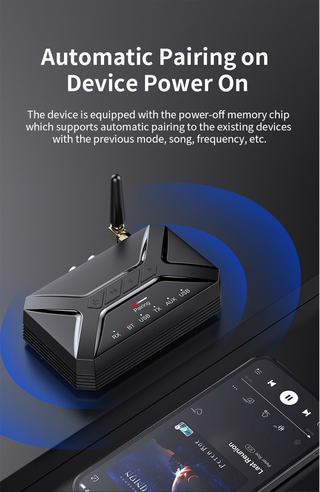 Bluetooth 5.1 Audio Transmitter&Receiver 2 in1 Adapter RCA/AUX
