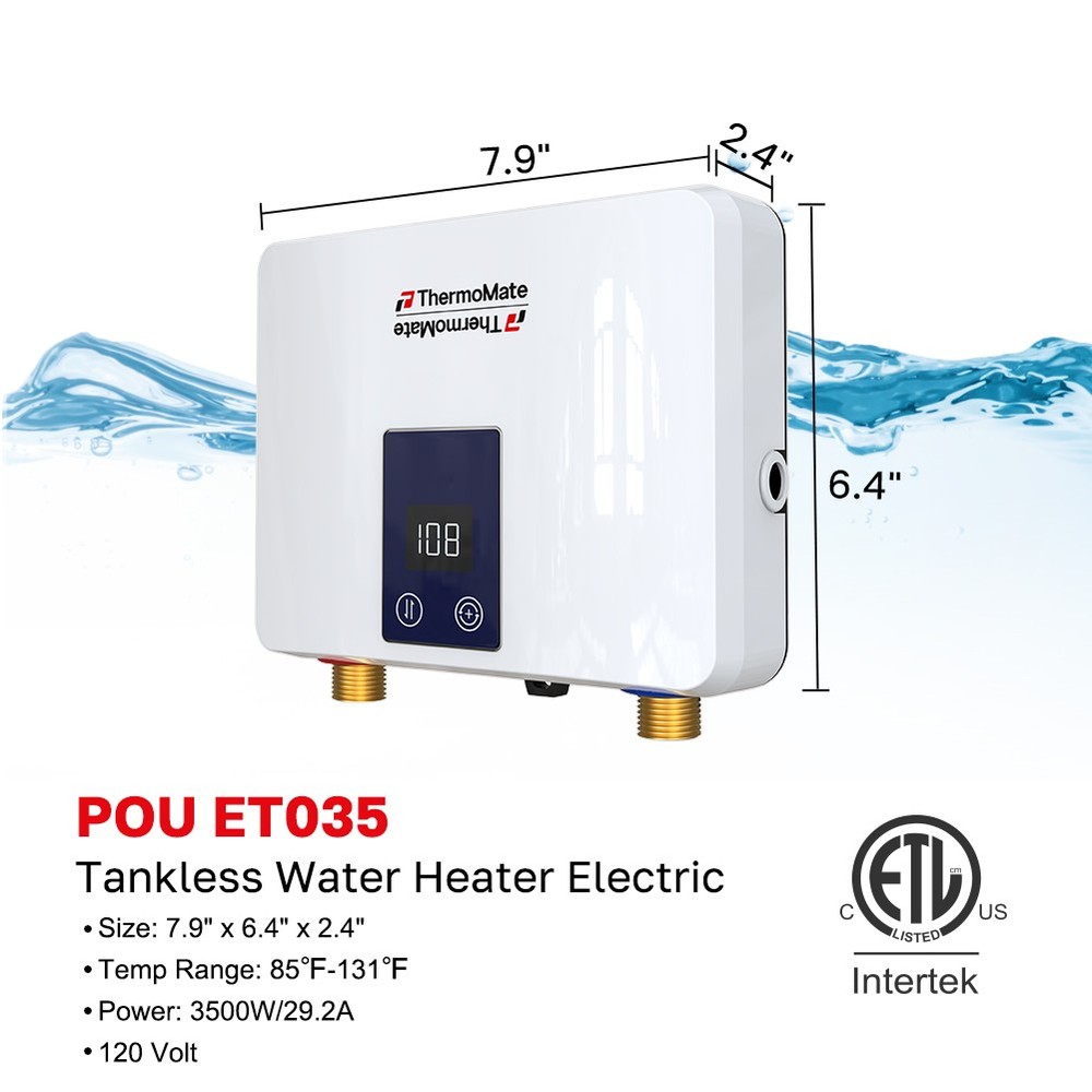 ThermoMate 2-in-1 Under/Over Sink Tankless Water Heater Electric 3500W w/Display
