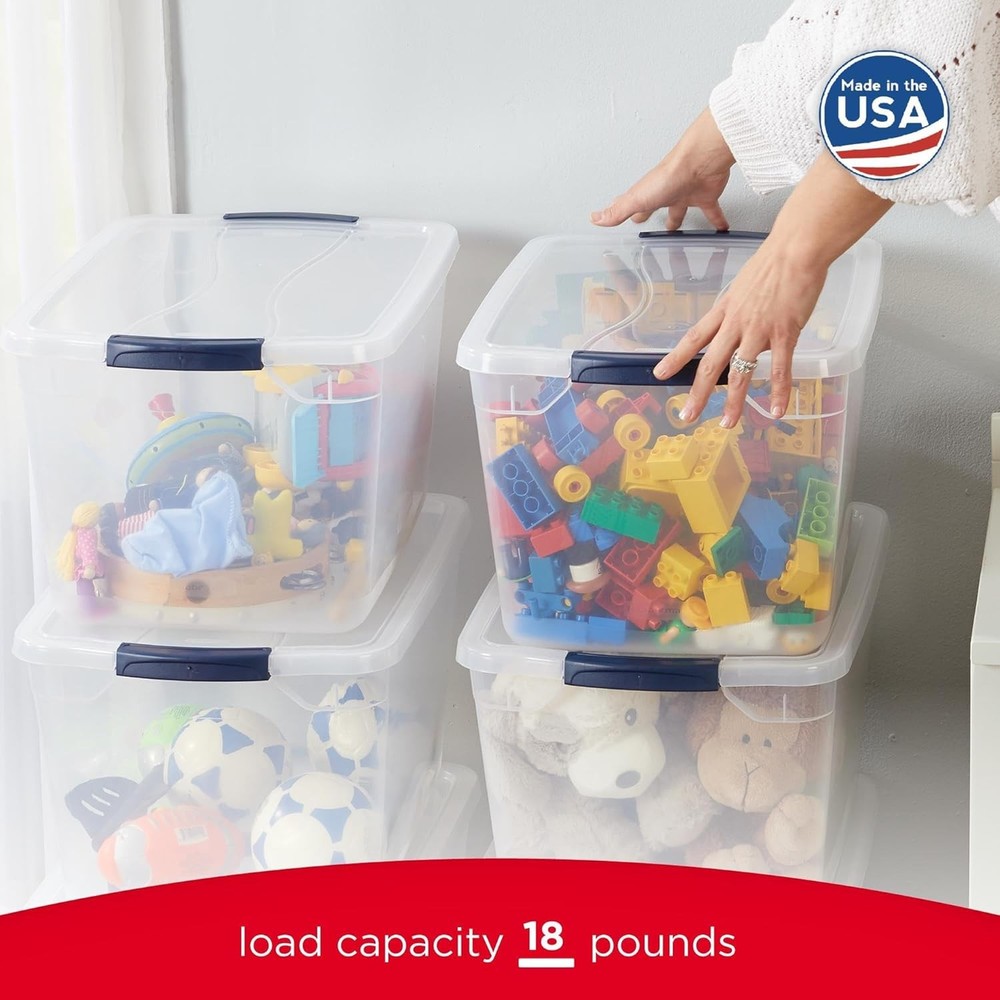 Cleverstore Clear 32 Qt 6 Pack Stackable Plastic Storage Bins W/ Lids Great