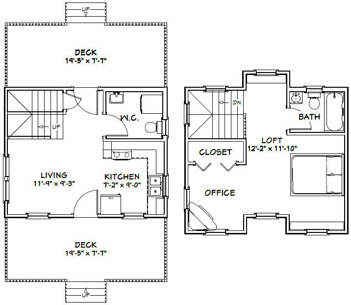 20x16 Tiny House -- PDF Floor Plan -- 616 sq ft -- Model 10A
