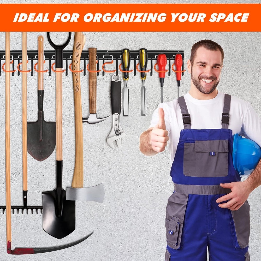 Adjustable 34'' Metal Tool Organizer - Effortless Wall-Mount Storage Solution
