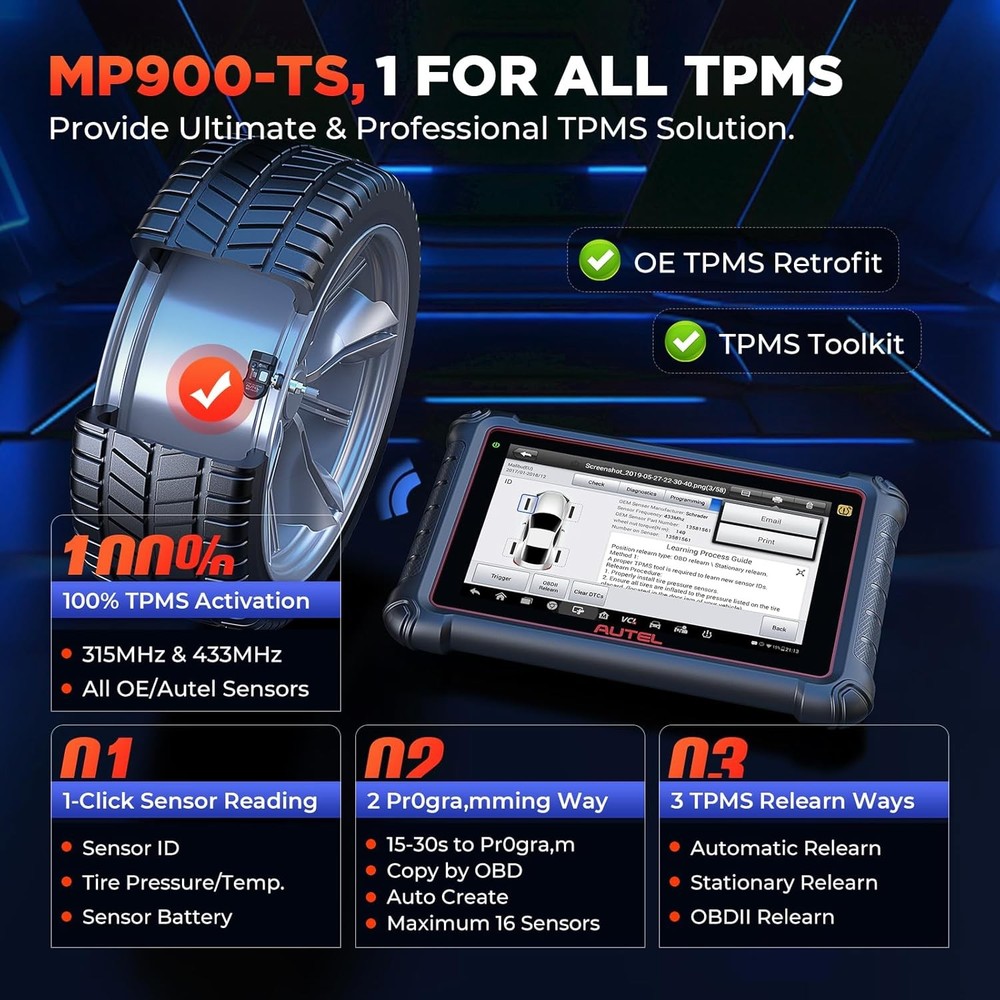 Autel Scanner MaxiPRO MP900-TS MP900TS Full TPMS Programming Scanner ECU Coding