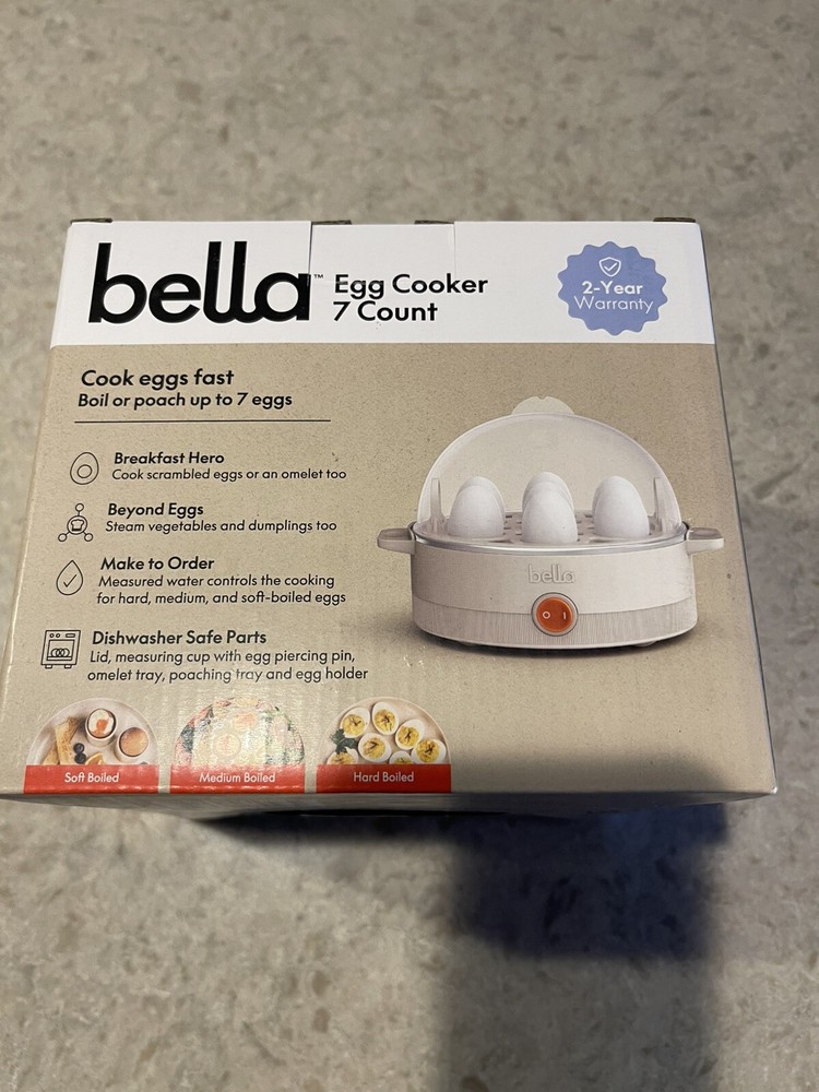 bella Electric Egg Cooker 7 Eggs Capacity Tray Single Stack for Poached Scram...