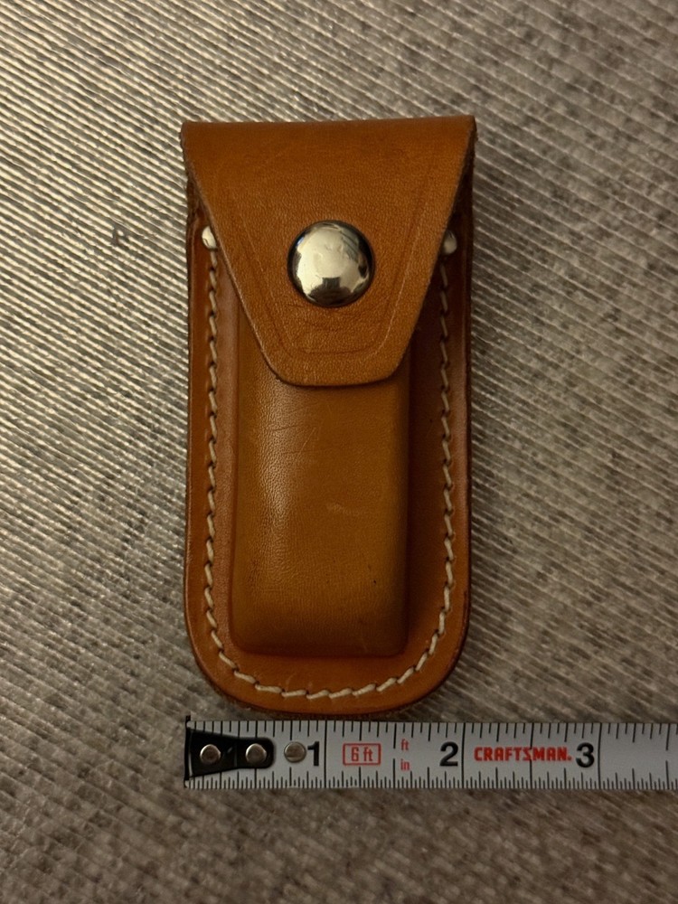 Light Brown Leather Folding Knife Case