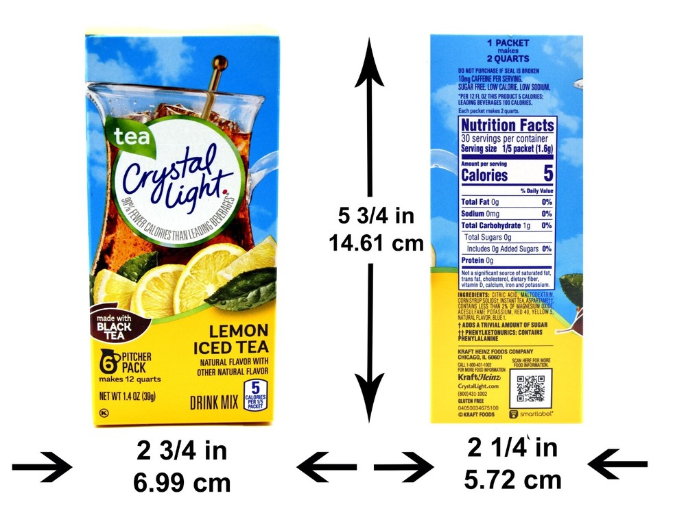4 12-Quart Boxes Crystal Light Lemon Iced Tea Drink Mix