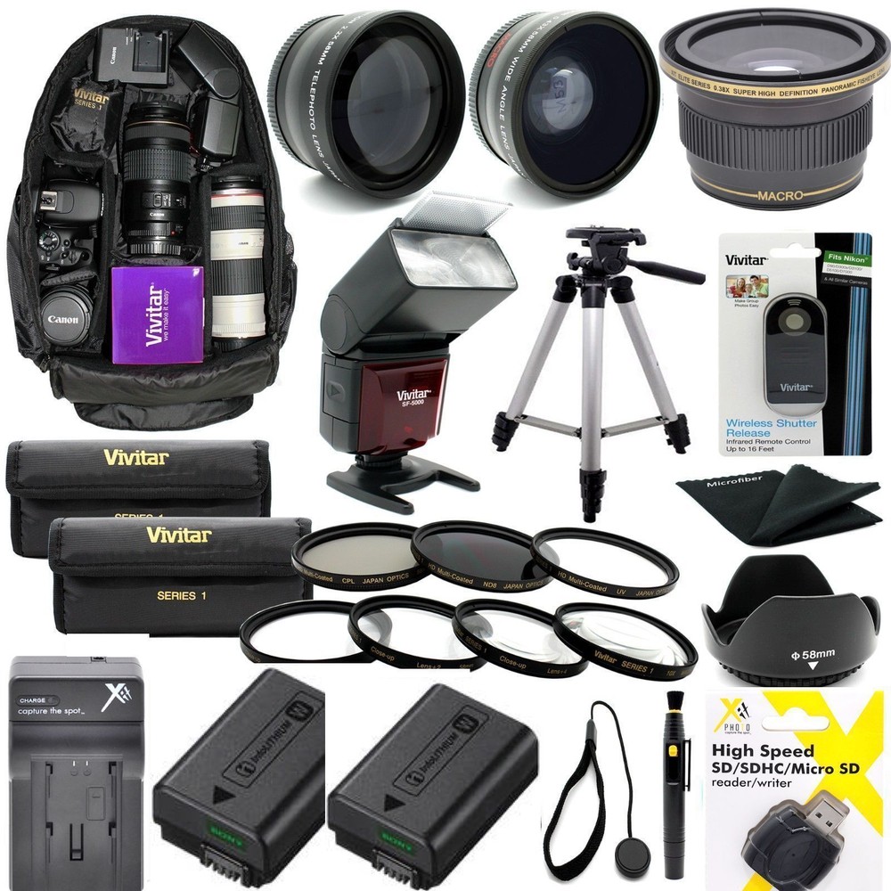 SONY ALPHA A77 A68  COMPLETE HD ACCESSORIES KIT LENSES TRIPOD BACKPACK FLASH