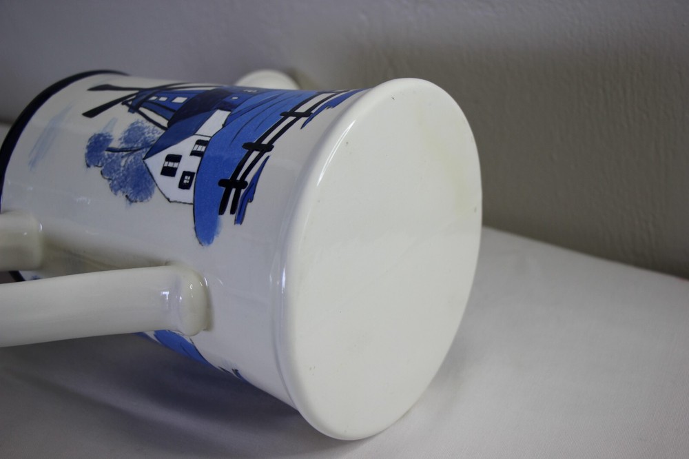 Holland Theme Ceramic Watering Can Windmill Hand Painted