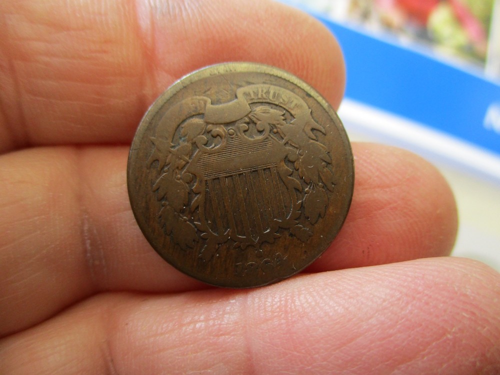 1864 2 Cent piece, nice midgrade bwon coin, defect free! $24