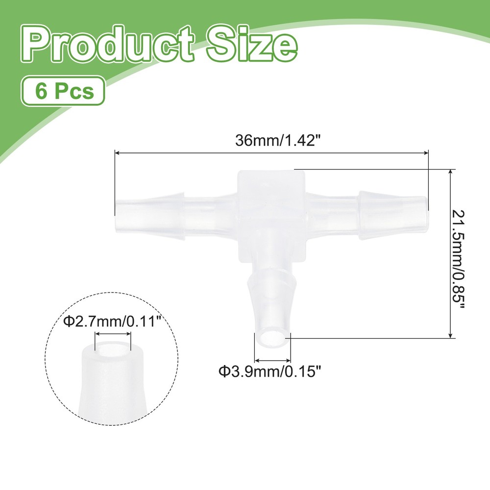 10pcs Plastic Barb Fitting, 5/32"x5/32" t Shape Tee Pipe Fitting, Clear