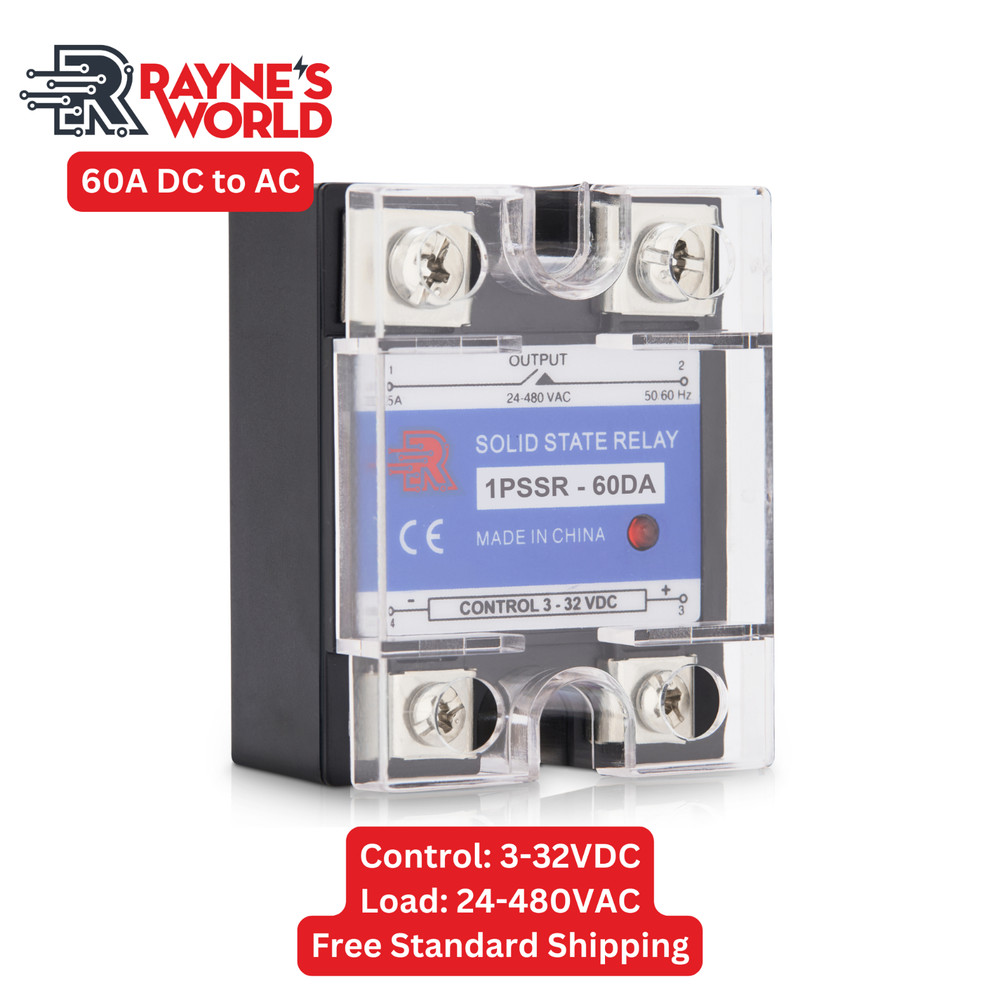 60 Amp DA Solid State Relay Module SSR-DC to AC-3-32VDC Control-24-480VAC Output