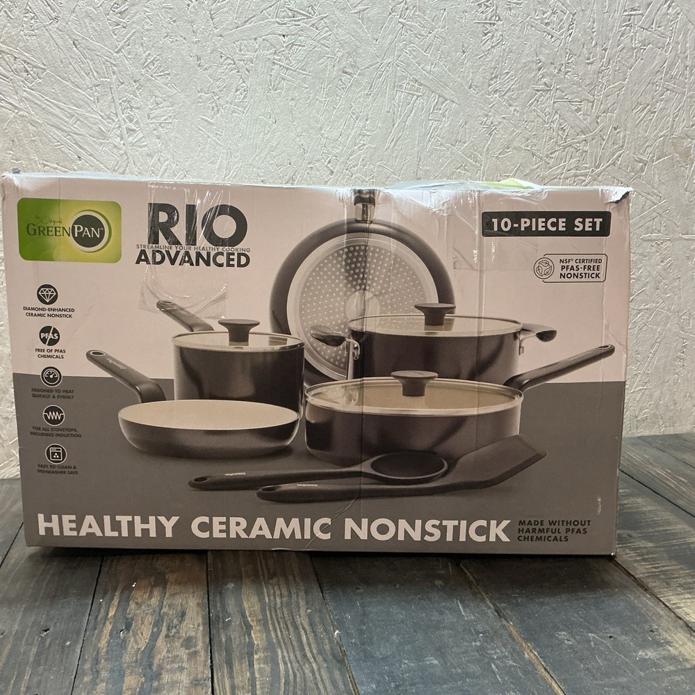 GreenPan Rio Advanced 10pc Ceramic Nonstick Cookware Set (Open Box - Read)
