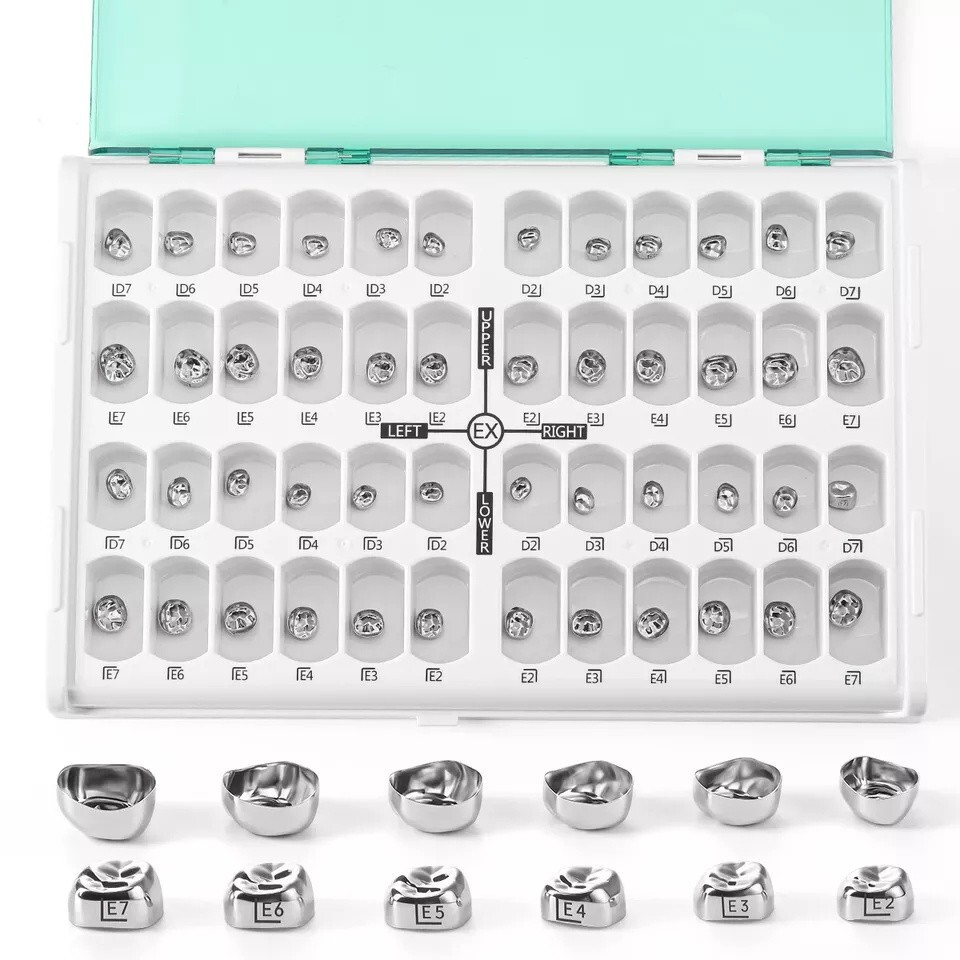 48 ASSORTED PRIMARY MOLAR STAINLESS STEEL CROWNS - COMPLETE KIT
