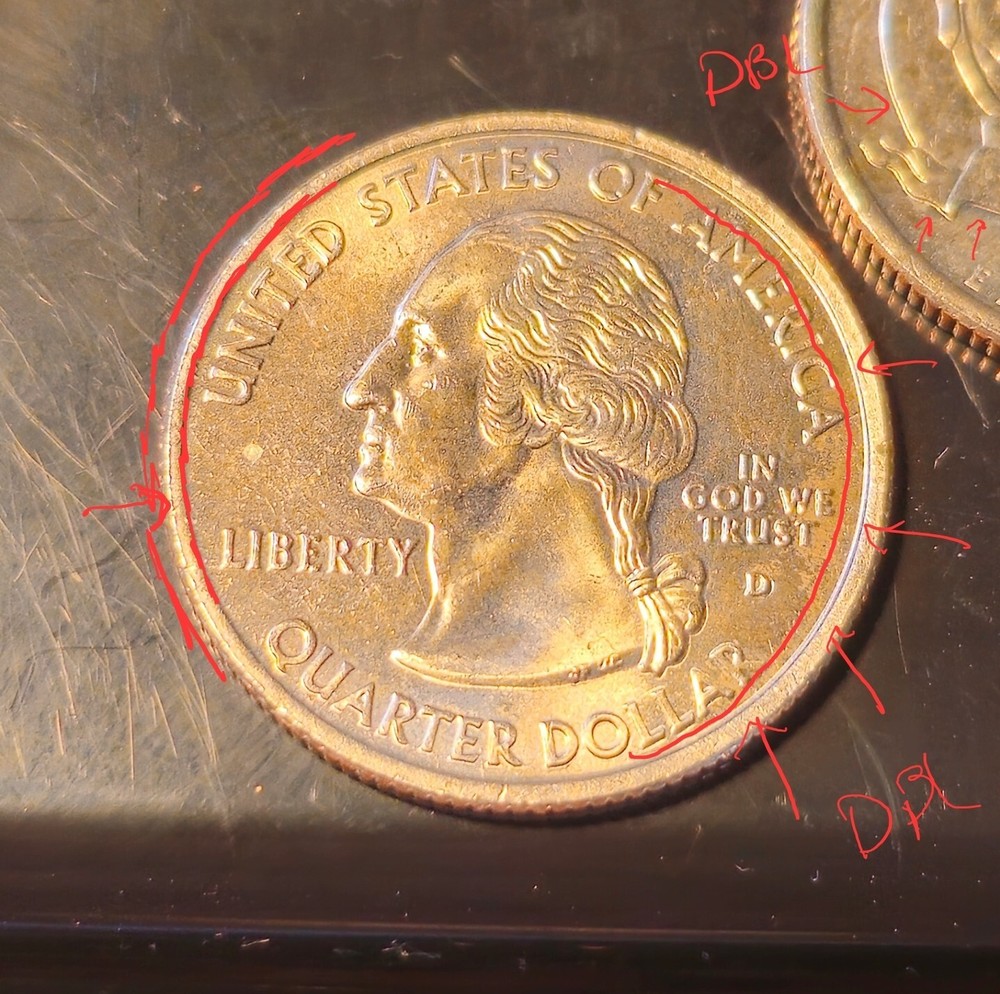 Two Wisconsin State QUARTER Error Coins (NOT LEAF) 2004