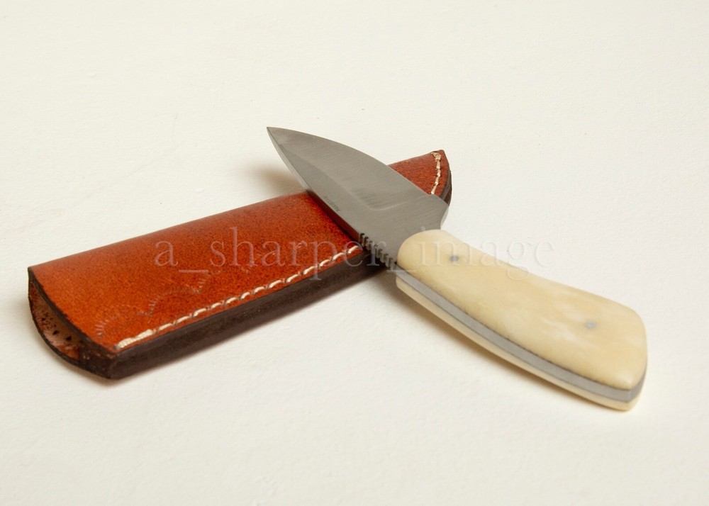 7” Stainless Steel Skinner SHARP Camel Bone Handle + Leather Sheath Rugged