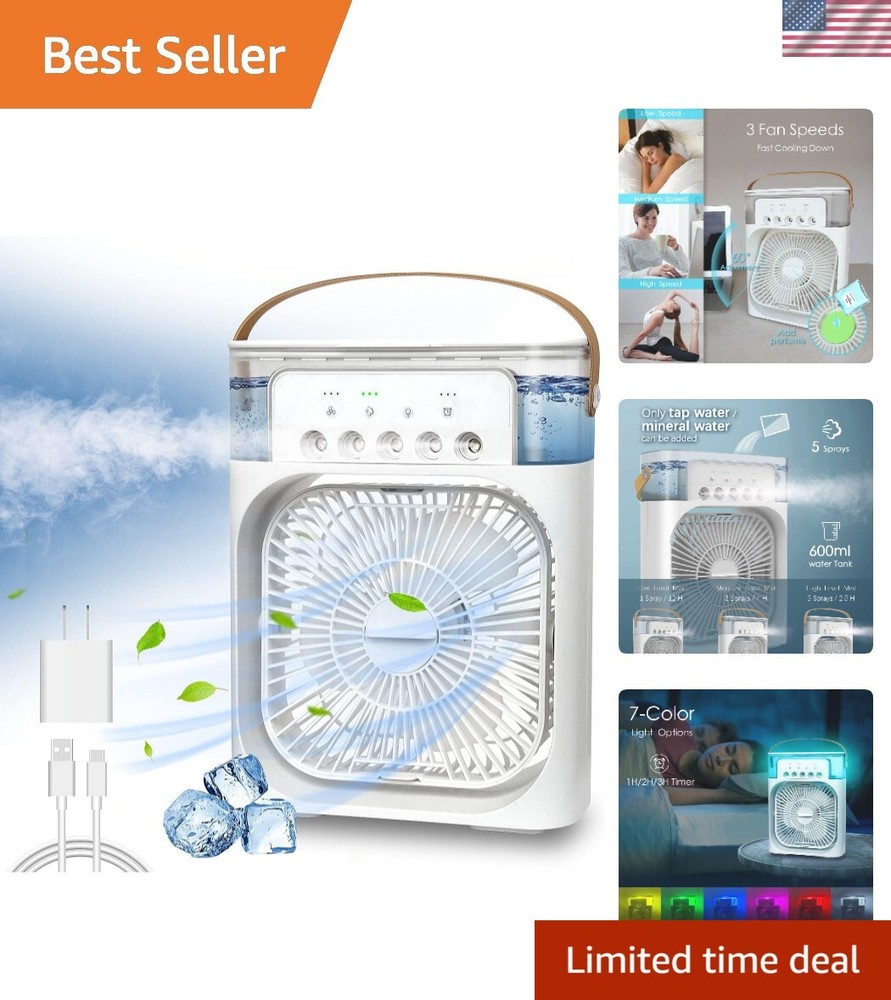 Portable Mini Evaporative Air Conditioner with 7 LED Colors & Quiet Operation